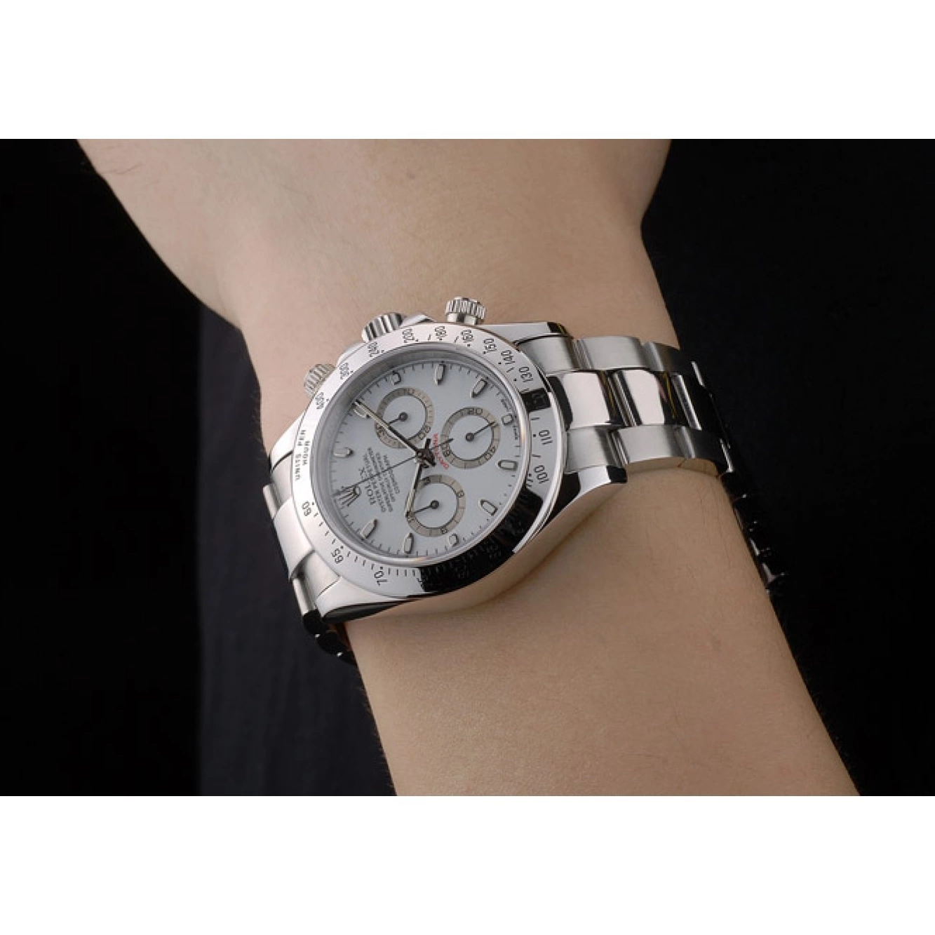 Rolex copies cheap 80297 Daytona Stainless Dial Steel Rolex Bracelet White Swiss 0610